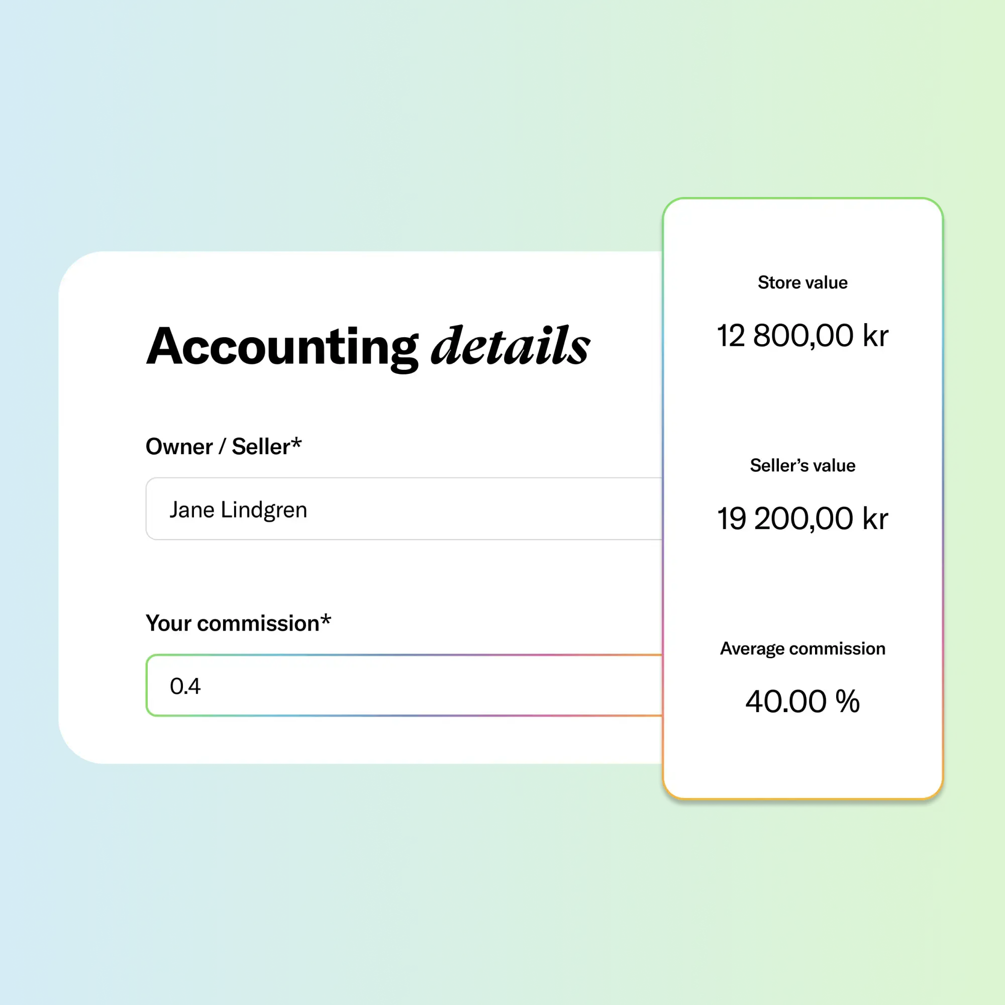 Manage sellers commission